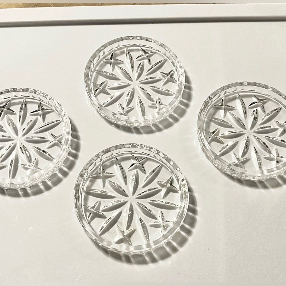 Gorham King Edward Collection set of 4 full lead crystal  Coasters